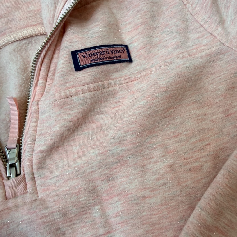 Vineyard Vines Dreamcloth Half Zip Pink Heather Shep Shirt with sparkle size S - Picture 4 of 10